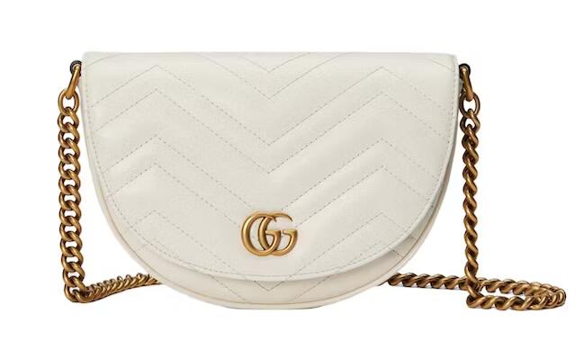 Gucc* GG Marmont Matelasse Chain Mini Bag White