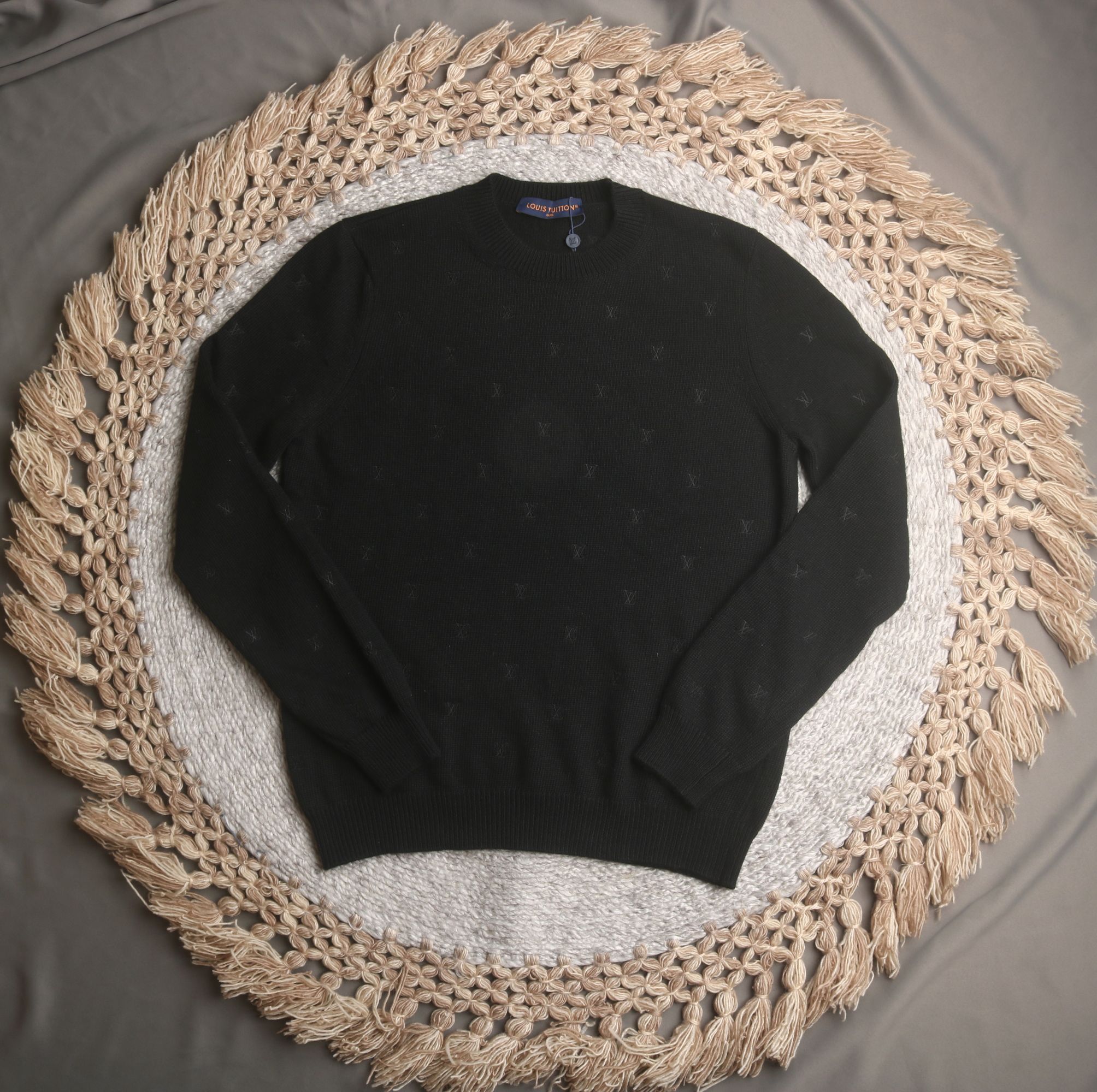 L*V Embroidered Signature Merino Crewneck