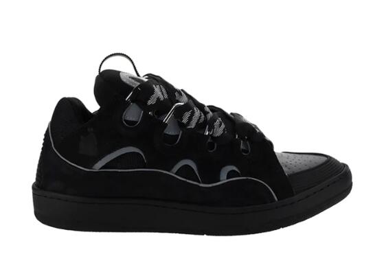 LEATHER CURB SNEAKERS – BLACK