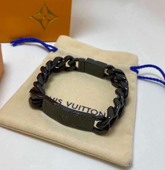 L*V Black Metal Bracelet