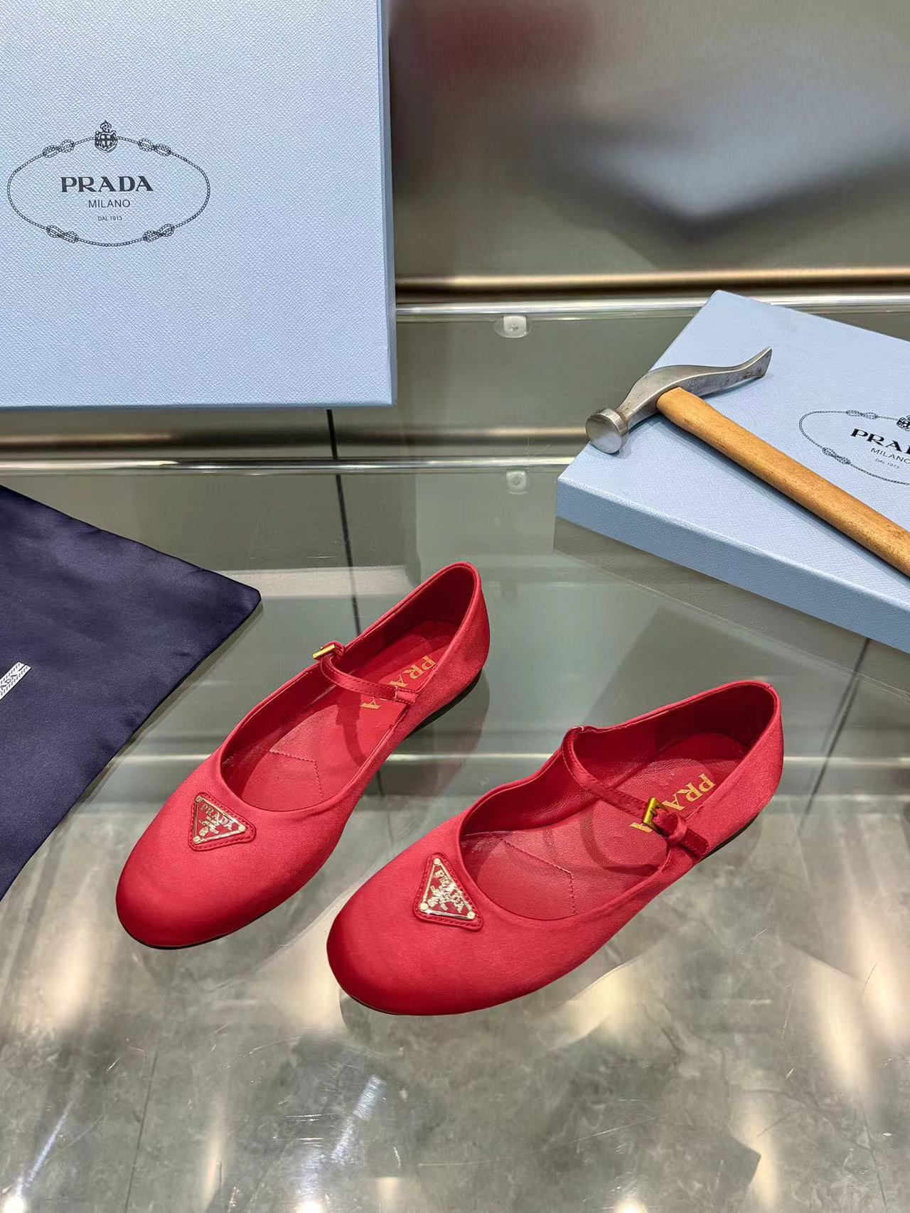 Prad* Nappa leather ballet flats