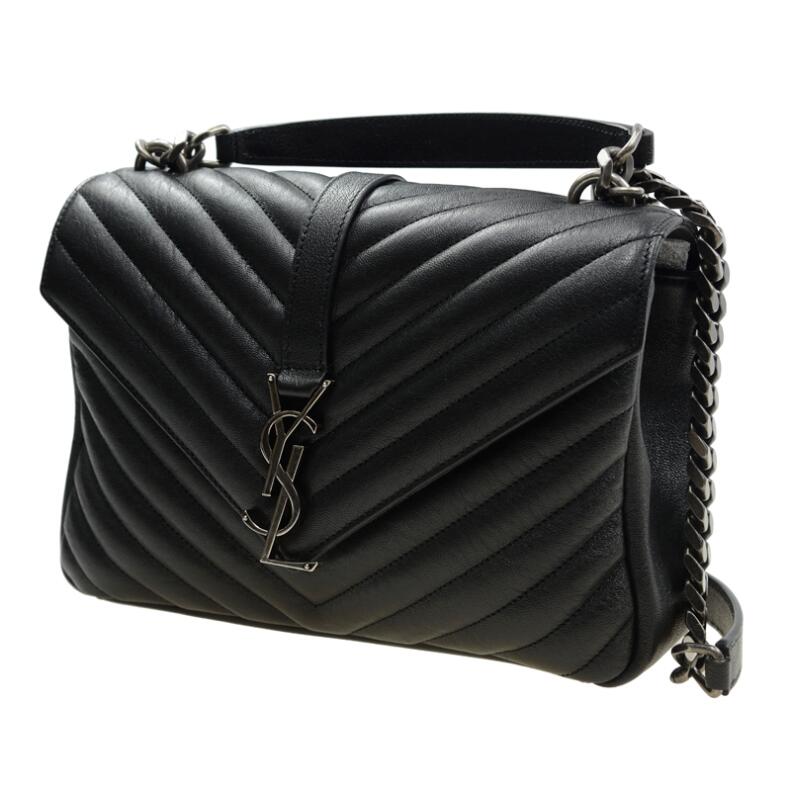 Sain* Lauren* Black Matelassé Quilted College Bag (24 CM)